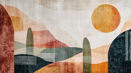 Poster - Soft Layered Abstract Textures in Muted Earth Tones for Serene Backgrounds