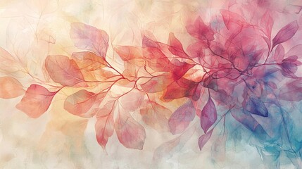 Poster - Soft Watercolor Abstract Design Infused with Natural Elements and Gentle Colors