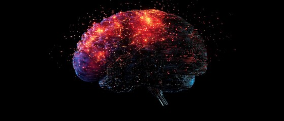 Aufkleber - A conceptual AI brain, formed from digital circuits and vibrant data streams, showcasing the development of artificial intelligence and its potential for innovation