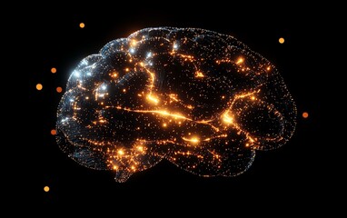 Leinwandbilder - A conceptual AI brain formed from flowing data streams and glowing circuits, symbolizing the power and development of artificial intelligence in a futuristic design
