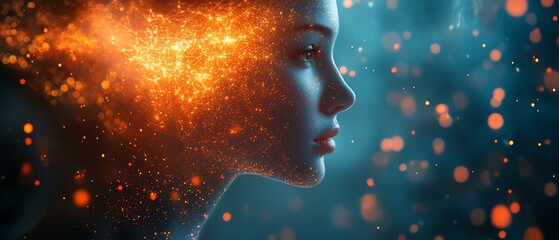Aufkleber - A creative AI brain design, with glowing nodes and digital connections, symbolizing the rapid evolution and advancement of artificial intelligence technology