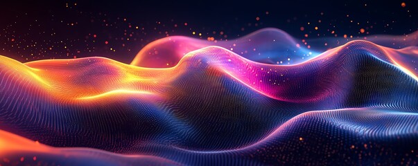 Poster - A dynamic abstract big data design with futuristic infographics, glowing data points, and vibrant digital patterns representing advanced technological systems