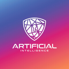 artificial intelligence logo, artificial intelligence technology brain logo, future technology.