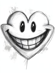 A line drawing of a smiling face with a heart shape in place of one eye. 