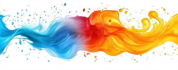 Aufkleber - Colorful mixing fluids creating a splashing wave