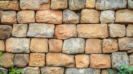 Aufkleber - Stone wall showing rough texture and natural colors in bright sunlight