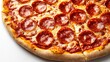 © we3_food - Delicious pepperoni pizza with melted cheese and tomato sauce, a slice cut out.