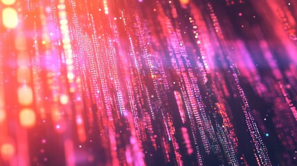 Leinwandbilder - Pink and orange particles falling creating a futuristic background