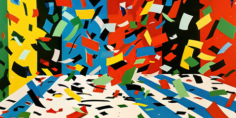 Poster - Abstract Composition with Multicolored Geometric Shapes