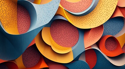 Poster - Colorful abstract background with flowing shapes and perforated textures