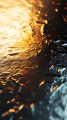 Aufkleber - Golden light reflecting on textured surface creating abstract pattern