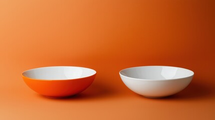 Sticker - Minimalist Bowls on Orange Background