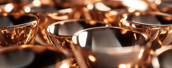 Aufkleber - Shiny copper bowls creating a reflective surface