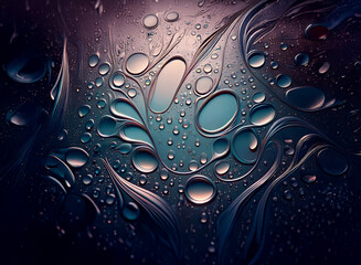 Aufkleber - Intricate patterns of oil and water create an abstract, mesmerizing design.  Dark, moody tones and glistening droplets form an organic, swirling artwork.