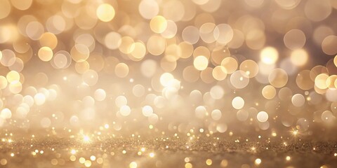 Poster - Elegant Beige Background with Soft White Bokeh Lights - Abstract Texture