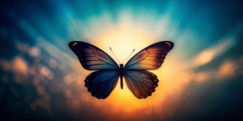 Poster - Elegant Butterfly Silhouette Clipart: Dark Wings on Light Background