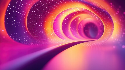 Wall Mural - Abstract Pink Purple Orange Swirling Spiral Tunnel Background Wallpaper - Modern Digital Art