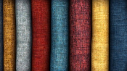 Poster - Colorful bolts of upholstery fabric creating a textured and vibrant background