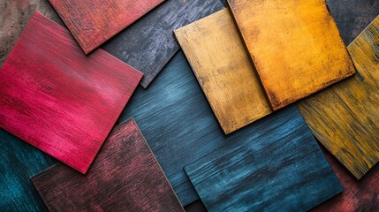 Aufkleber - Colorful wooden tiles creating a vibrant and textured background design