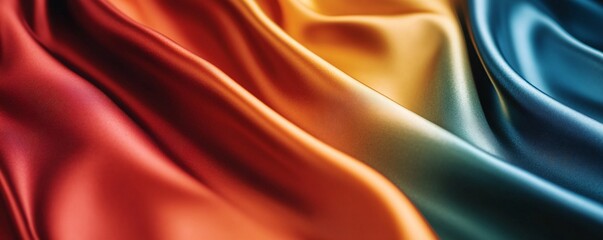 Poster - Colorful silk fabric flowing smoothly creating elegant waves