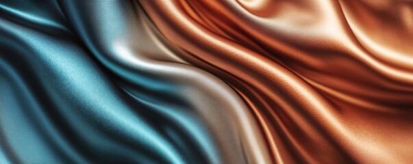 Aufkleber - Elegant flowing silk fabric in vibrant teal and copper hues