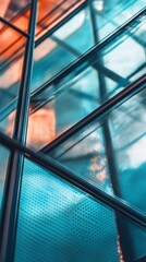 Aufkleber - modern glass architecture reflecting orange and blue light