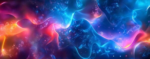 Poster - Colorful abstract energy waves flowing through space