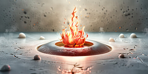 Poster - Digital Rendering of Flame in Circular Depression on Textured Surface