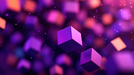 Poster - vibrant purple cubes with a smooth texture creating an abstract wallpaper design ideal for modern di