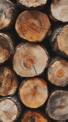 Aufkleber - Stacked logs forming beautiful wooden background texture