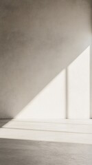 Poster - Sunlight illuminating empty room with concrete wall and floor