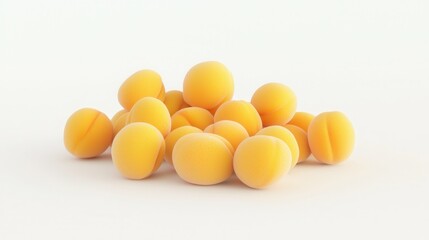 Poster - Colorful yellow round objects resembling playful decorative items or vibrant candies on a soft white background