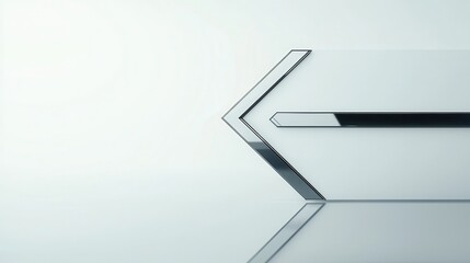 Poster - Abstract geometric design with metallic arrow shapes pointing left on minimalistic reflective surface