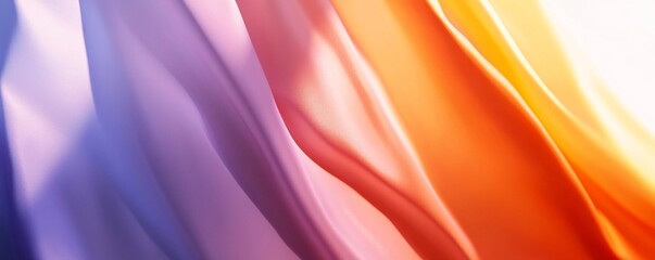 Poster - Flowing silk fabric with smooth elegant colorful gradient from blue to orange