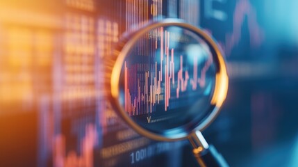 Poster - Detailed Magnified View of Stock Market Trends and Data Visualizations Representing Financial Activity and Economic Insights