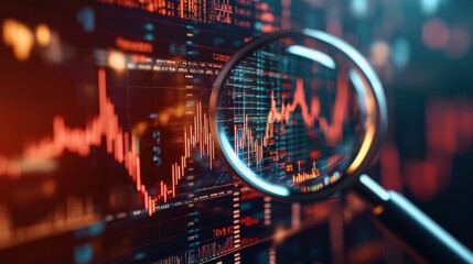 Poster - Intricate Closeup of Stock Market Trends with Dynamic Graphs and Indicators Showcasing Financial Activity and Analysis