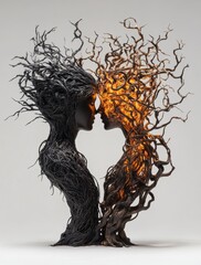 Poster - This striking sculpture captures the essence of harmony and contrast, featuring intertwined figures representing the balance between light and darkness, life and death.