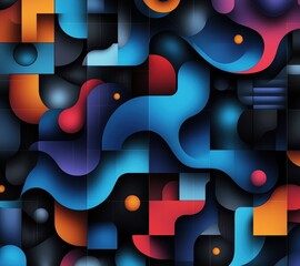 Poster - A vibrant, abstract artwork featuring flowing shapes and bold colors.