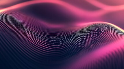 Poster - Abstract particles forming wavy surface with pink and purple colors