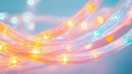 Aufkleber - Colorful LED Light Strip with Soft Glow on a Light Background for Decorative Purposes