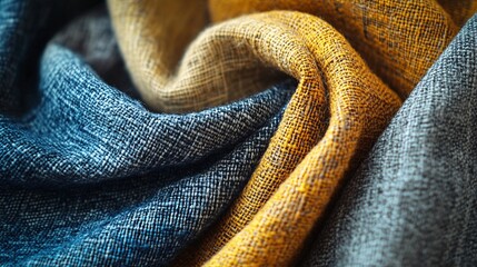Poster - Colorful linen fabrics folded together creating abstract design