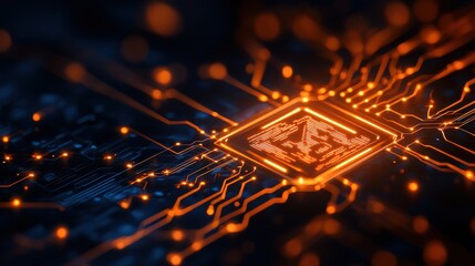 Poster - Intricate Circuit Board Design Featuring Fine Patterns and Connections Illustrating Technology and Innovation in Electronics