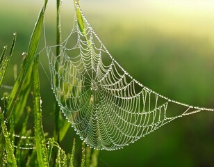 spider web with dew drops