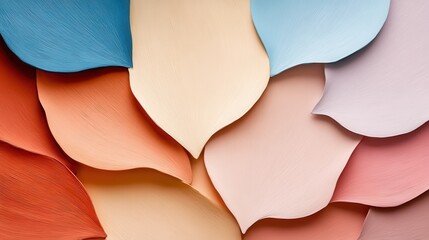 Poster - Colorful Abstract Pattern of Curved Shapes in Soft Pastel Tones Creating a Layered Texture