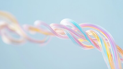 Poster - Colorful Twisted Lines on a Soft Blue Background with Dreamy Pastel Shades in a Contemporary Artistic Style