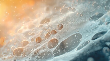 Poster - Abstract Close-Up of Bubbles and Foam with Soft Light Reflections in Water for Design and Creative Projects