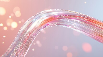 Poster - Colorful Abstract Curved Lines with Sparkles and Soft Bokeh Background for Creative Design and Digital Art Uses