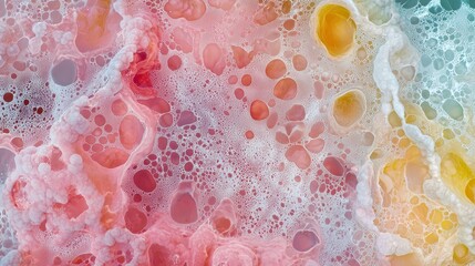 Poster - Abstract Colorful Bubbles and Foam Pattern with Soft Pastel Shades in a Fluid Art Composition