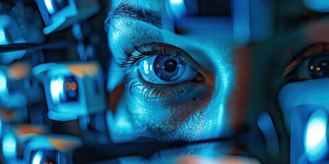 Human Eye and Array of Blue Devices