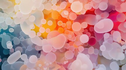 Poster - Colorful Abstract Pattern with Soft Pastel Circles Blending into a Vibrant Background of Warm and Cool Tones